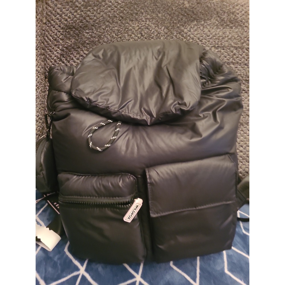 Wildfox NWT $98 Parachute Puffy BACKPACK & COIN PURSE Black Nylon